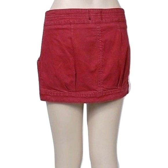 New Nordstrom Found Denim Red Francoise Mini Skirt - Picture 3 of 4